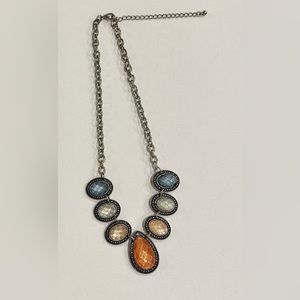 Faux gemstone fashion necklace